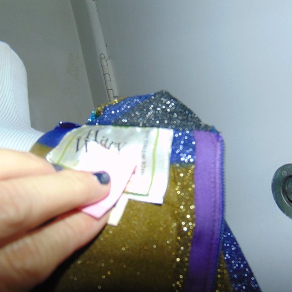 Englands " Mary Wilson" Vintage 70's Maxi Sexy Metallic Dress M Studio 54 Blue - Picture 11 of 12